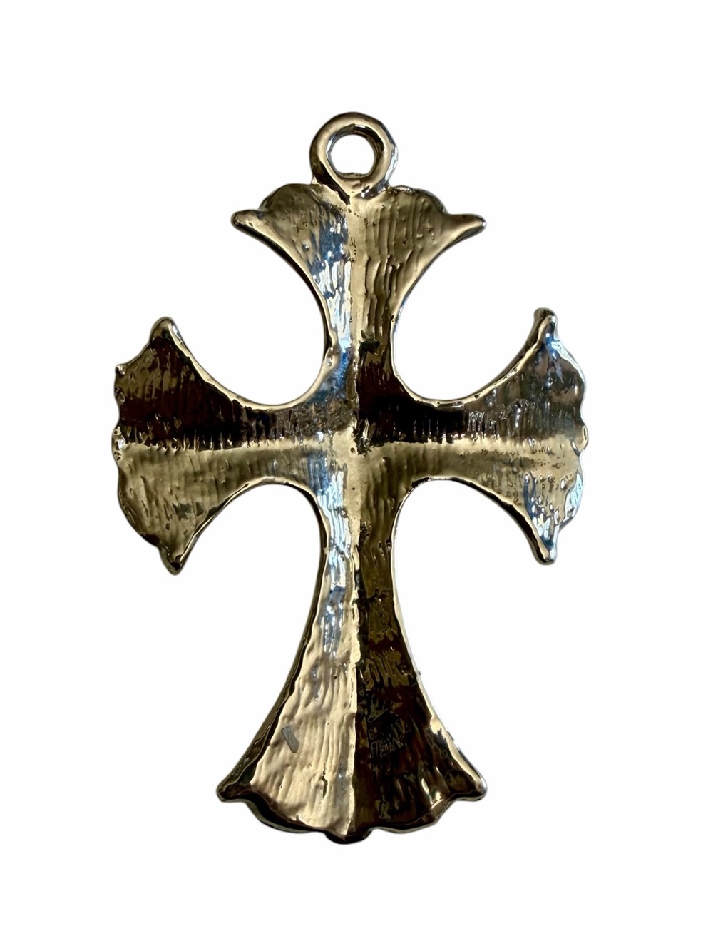 Unbranded Large Oversized Hammered Silvertone Cross Pendant Religious Goth - Picture 2 of 5